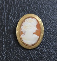 Vintage 10k gold shell cameo