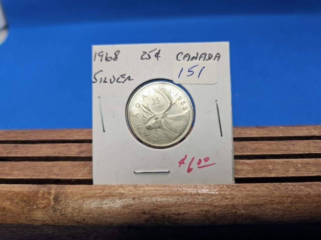 1-1968 SILVER 25 CENT COIN