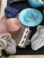 Misc Hat and booties lot (living room)