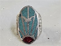 Turquoise and Sterling Silver Men's Ring