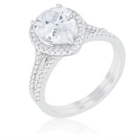 Pear Cut 3.00ct White Sapphire Halo Ring