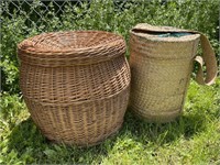 2 Huge baskets w/yarn and knitting
