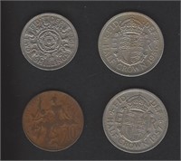 TRAY: 4 BRITISH & FRENCH COINS