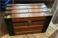 Nice Wooden trunk 32”X17”X20” & contents