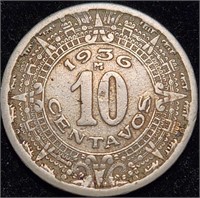 1936 MEXICO 10 CENTAVOS - Higher Grade 10 Centavos