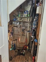 Contents of basement stair well and closet