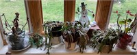 Window sill lot - plants, crocs, snowman Christmas