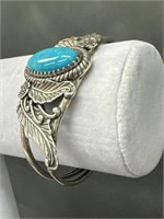 Vintage Relios Sterling Silver Turquoise Cuff