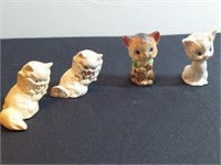 4pc Sitting Cat Figures 2 Ceramic 1 Resin 1