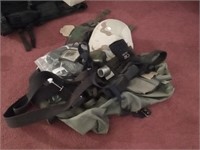group of military items - helmet,holster,gun