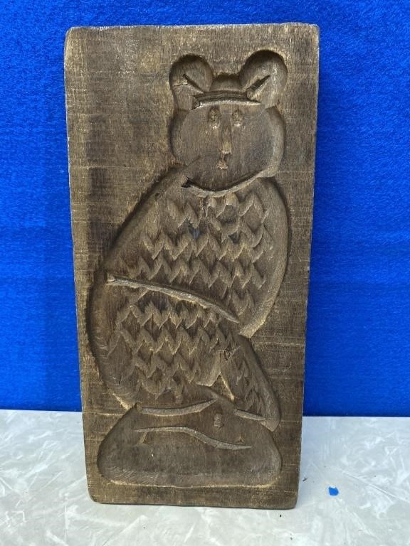 Vintage Wood Cookie Mold Cat