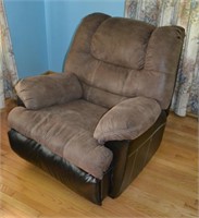 Brown Leather & Seude Oversized Recliner