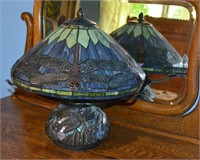 Tiffany Style Dragonfly Leaded Glass Lamp