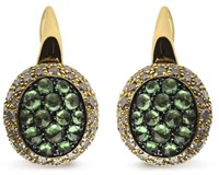 18k Gold 5.35ct Diamond & Tsavorite Hoop Earrings
