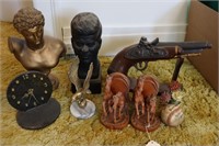 Busts, Western Bookends, Clock, & Misc.