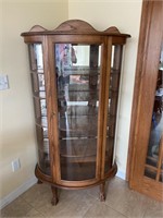 Curved Glass Curio Cabinet-Clawfoot-66” Tall