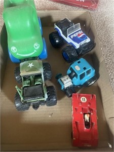 Toy trucks, cars