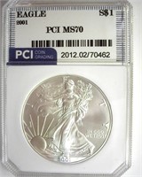 2001 Silver Eagle MS70 LISTS $1200