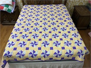 Handmade Quilt #68 Purple & Floral Pinwheel