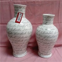 2 VASES WITH WRITING FOR DECOR