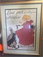 45" framed French wall art cats and girl