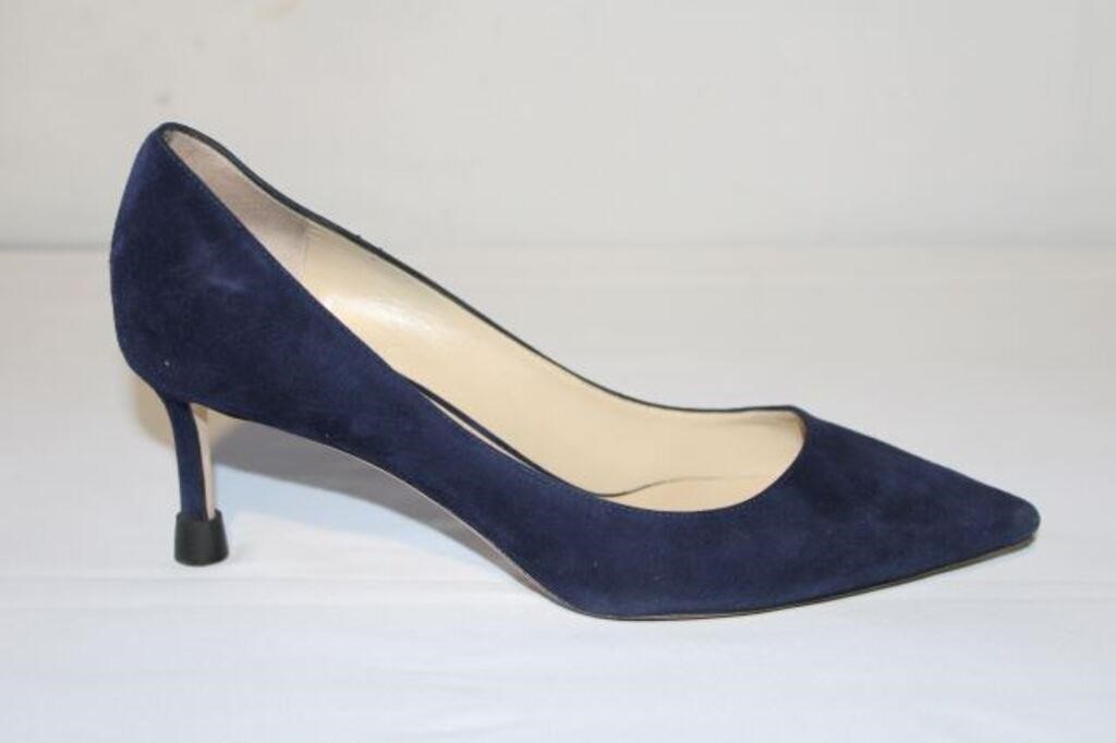 Jimmy Choo Navy Suede Pump, Size 38-1/2 Euro