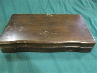 Wood & velvet silverware case (empty)