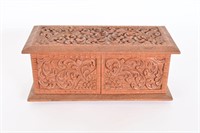 Vintage Hand Carved Wood Jewelry Box