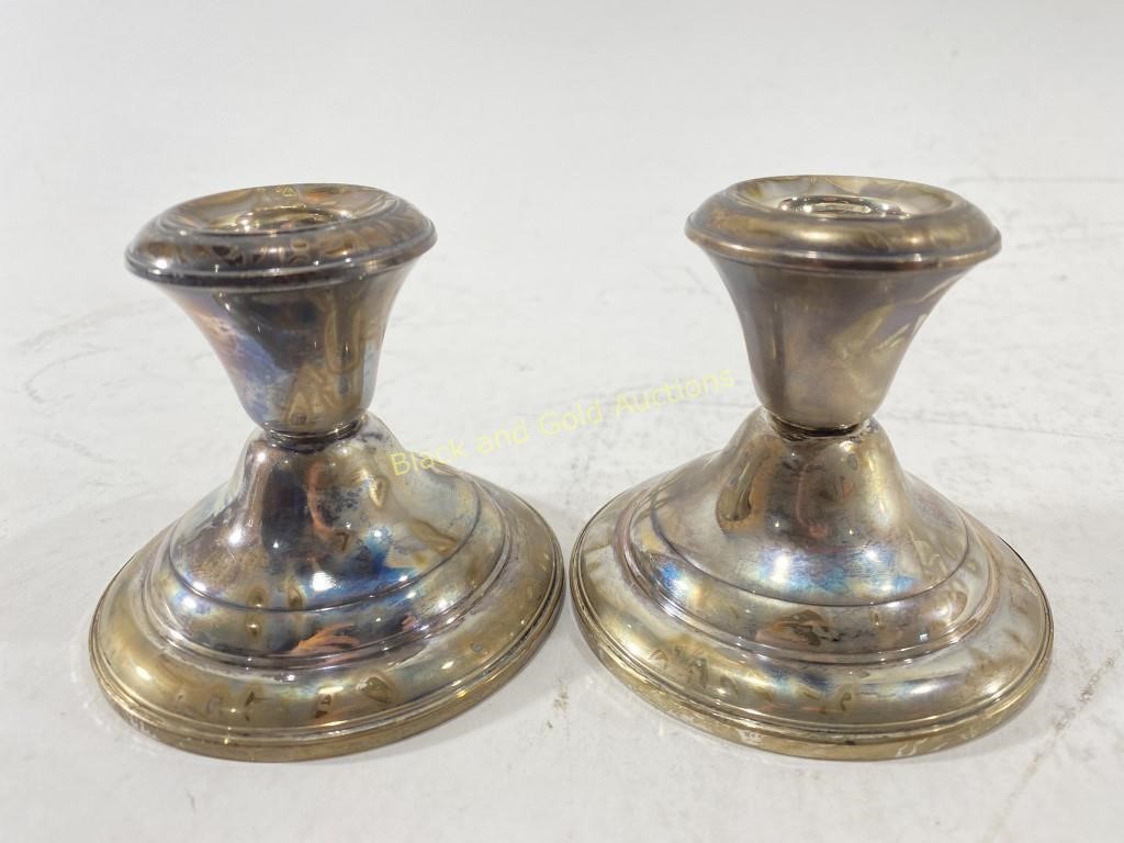(2) Marked Sterling Silver Weighted Candleholders