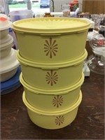 4 Vintage Tupperware stackable canisters
