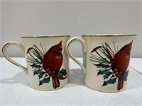 Lot of 2 - Lenox Winter Greetings Cardinal Mugs