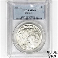2001-D Buffalo Silver Dollar PCGS MS69