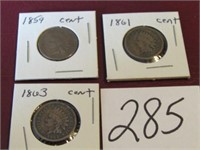 1859, 1861 ,1863 INDIAN CENTS