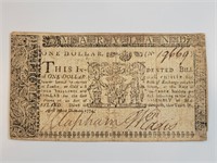 1774 $1 Maryland Colonial Note