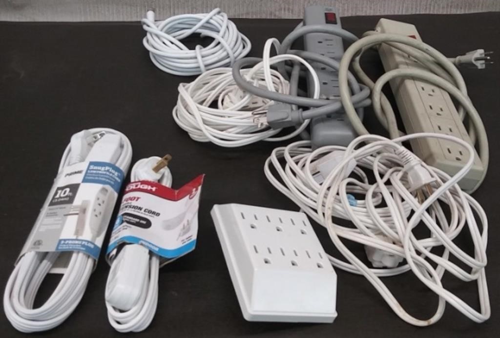 Box 4 Extension Cords, 2 Power Strips, Multi