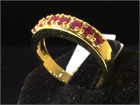 Sterling & Ruby gemstone ring, size 9.5