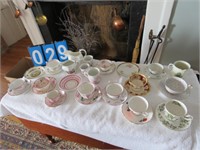 GROUP TEA CUPS SAUCERS, CREAMERS - SOME MAY