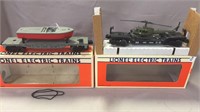 Lionel Flatcars With Boat & ERtl Helicopter