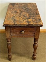 FABULOUS RUSTIC PRIMITIVE PINE ONE DRAWER TABLE