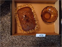 (2) Amber Candy Dishes
