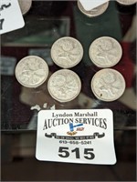 1964 CDN 0.25 Cent Canadian coins