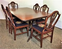 Vintage Double Pedestal Dining Table &
