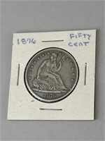 1876 Seated Liberty Half Dollar (90% Silver).