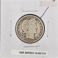 1905 U.S. Barber Silver Quarter