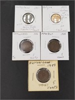 5 Coins from the Netherlands and Belgium with some