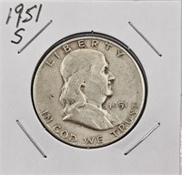 1951 S Franklin U.S. Silver Half Dollar