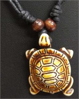 18" necklace with hand carved bone turtle pendant