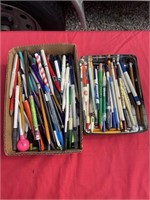 Large amount of advertising pens and pencils