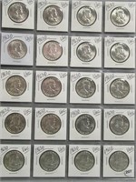 (20) 1963-D UNC Franklin 90% Silver Half Dollars.