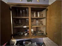 LOT OF MISC. GLASSWARE IN CABINET